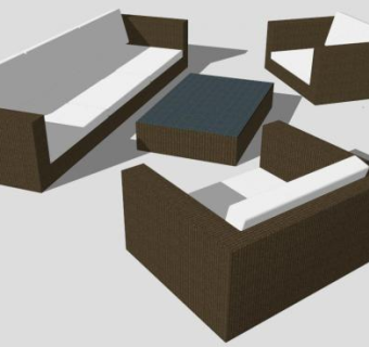 藤园家具现代沙发SU模型下载_sketchup草图大师SKP模型