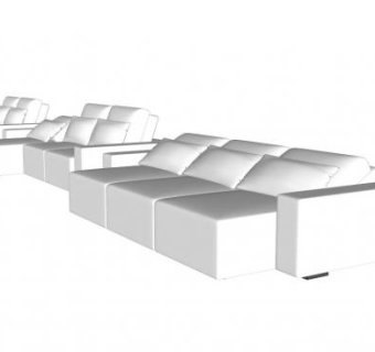 现代沙发白色皮艺沙发SU模型下载_sketchup草图大师SKP模型