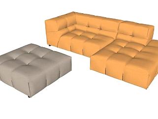 布艺沙发组合沙发床SU模型下载_sketchup草图大师SKP模型
