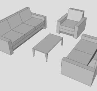 白色现代沙发组合沙发套SU模型下载_sketchup草图大师SKP模型
