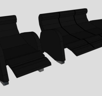 黑色组合沙发保护躺椅SU模型下载_sketchup草图大师SKP模型