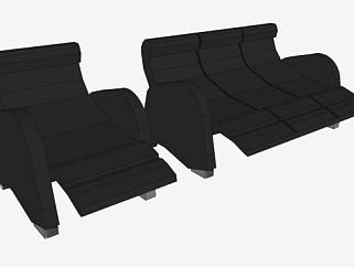 黑色组合沙发保护躺椅SU模型下载_sketchup草图大师SKP模型