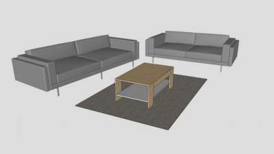 宜家灰色布艺沙发SU模型下载_sketchup草图大师SKP模型