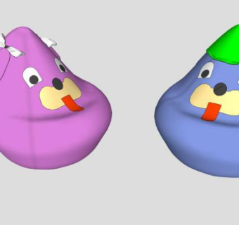 粉扑豆豆袋懒人沙发SU模型下载_sketchup草图大师SKP模型