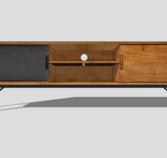 木制推拉门电视柜SU模型下载_sketchup草图大师SKP模型