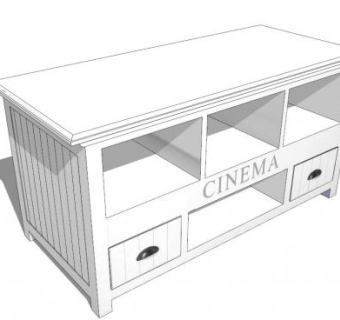 白色欧式电视柜SU模型下载_sketchup草图大师SKP模型