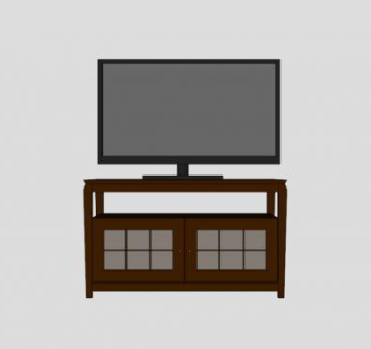电视与实木电视柜SU模型下载_sketchup草图大师SKP模型