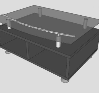 黑色玻璃架电视柜SU模型下载_sketchup草图大师SKP模型