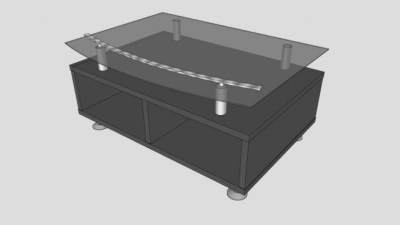 黑色玻璃架电视柜SU模型下载_sketchup草图大师SKP模型