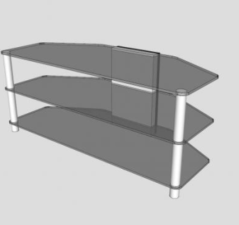 黑色玻璃简约电视柜SU模型下载_sketchup草图大师SKP模型