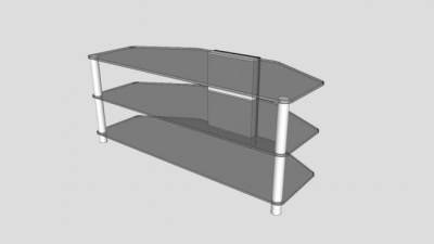 黑色玻璃简约电视柜SU模型下载_sketchup草图大师SKP模型