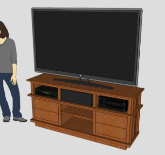 草原风格电视柜SU模型下载_sketchup草图大师SKP模型