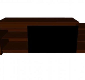 棕褐色木制电视柜SU模型下载_sketchup草图大师SKP模型