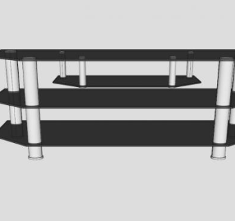 黑色哑光玻璃电视柜SU模型下载_sketchup草图大师SKP模型
