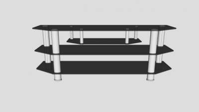 黑色哑光玻璃电视柜SU模型下载_sketchup草图大师SKP模型