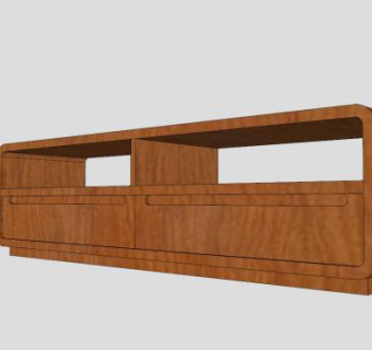 柚木电视机柜SU模型下载_sketchup草图大师SKP模型