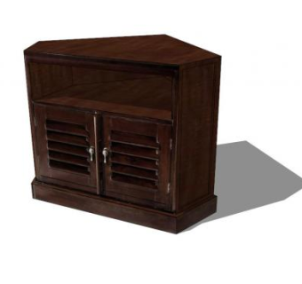 木质圆角电视柜SU模型下载_sketchup草图大师SKP模型