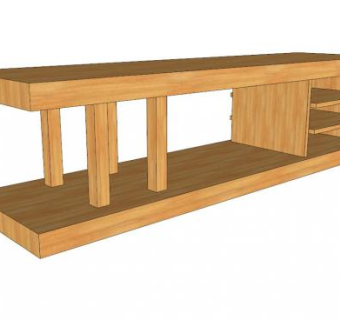 新中式黄色电视柜SU模型下载_sketchup草图大师SKP模型