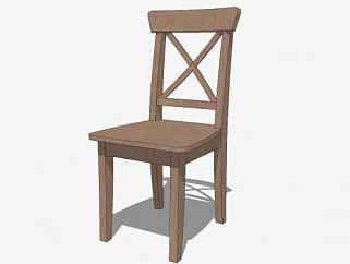 宜家餐椅木质椅SU模型下载_sketchup草图大师SKP模型