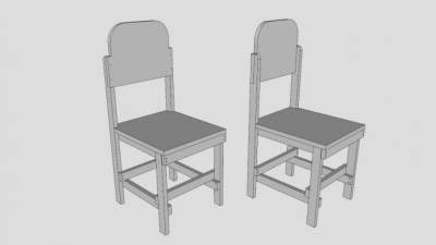 白色单椅安乐椅SU模型下载_sketchup草图大师SKP模型