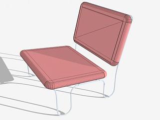 躺椅阴影粉红色SU模型下载_sketchup草图大师SKP模型
