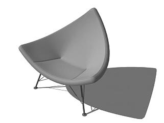创意灰色椅子SU模型下载_sketchup草图大师SKP模型