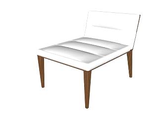 现代白色扶手椅SU模型下载_sketchup草图大师SKP模型