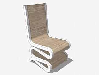靠背椅瓦楞纸板皱褶椅SU模型下载_sketchup草图大师SKP模型