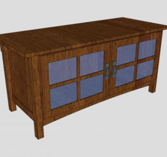 实木中式电视柜SU模型下载_sketchup草图大师SKP模型