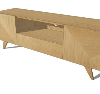 木制家具简约电视柜SU模型下载_sketchup草图大师SKP模型