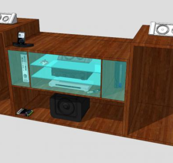 木制家具电视柜SU模型下载_sketchup草图大师SKP模型