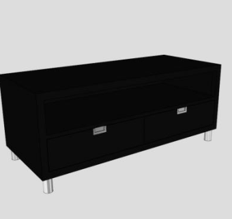 黑色现代电视柜SU模型下载_sketchup草图大师SKP模型