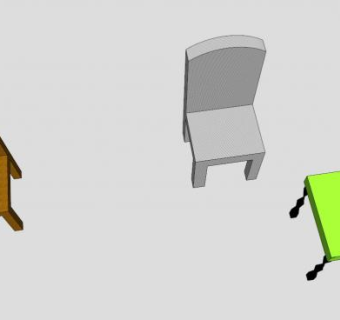实木椅子彩色座椅SU模型下载_sketchup草图大师SKP模型