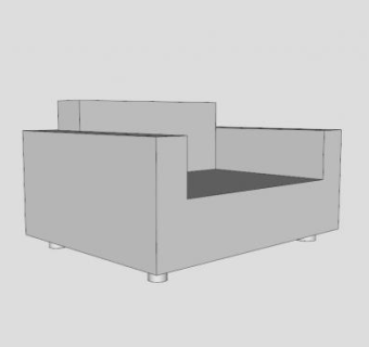 红色扶手椅纸夹躺椅SU模型下载_sketchup草图大师SKP模型