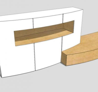 现代时尚简约白色电视柜SU模型下载_sketchup草图大师SKP模型