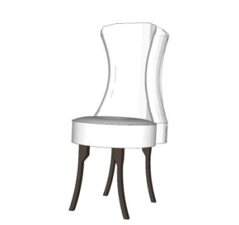白色椅子餐椅SU模型下载_sketchup草图大师SKP模型