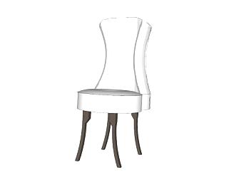白色椅子餐椅SU模型下载_sketchup草图大师SKP模型