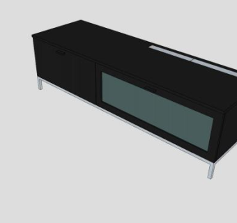 黑色金属电视柜SU模型下载_sketchup草图大师SKP模型