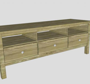 简约电视柜SU模型下载_sketchup草图大师SKP模型