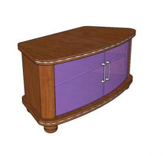 带有弧形玻璃门的电视柜SU模型下载_sketchup草图大师SKP模型