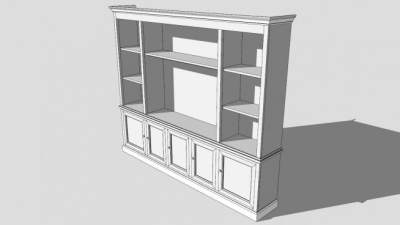 新中式仿古电视柜SU模型下载_sketchup草图大师SKP模型