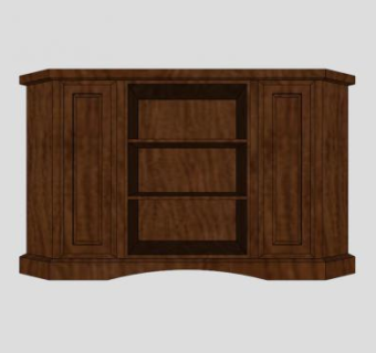 暗色樱桃色电视柜SU模型下载_sketchup草图大师SKP模型