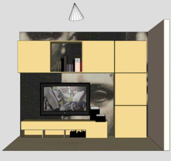 现代黄色电视柜SU模型下载_sketchup草图大师SKP模型