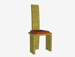 现代餐椅绿色实木c型座椅SU模型下载_sketchup草图大师SKP模型