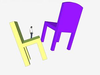 <em>紫</em>黄椅子座椅SU模型下载_sketchup草图大师SKP模型