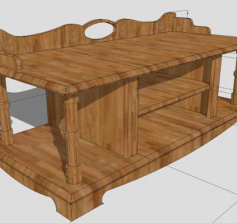 木质咖啡色电视柜SU模型下载_sketchup草图大师SKP模型