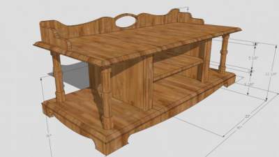 木质咖啡色电视柜SU模型下载_sketchup草图大师SKP模型