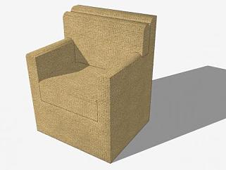 棕色舒适椅SU模型下载_sketchup草图大师SKP模型