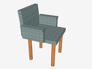皮椅软垫单椅SU模型下载_sketchup草图大师SKP模型