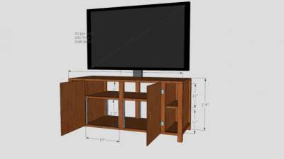 木质简约棕色电视柜SU模型下载_sketchup草图大师SKP模型